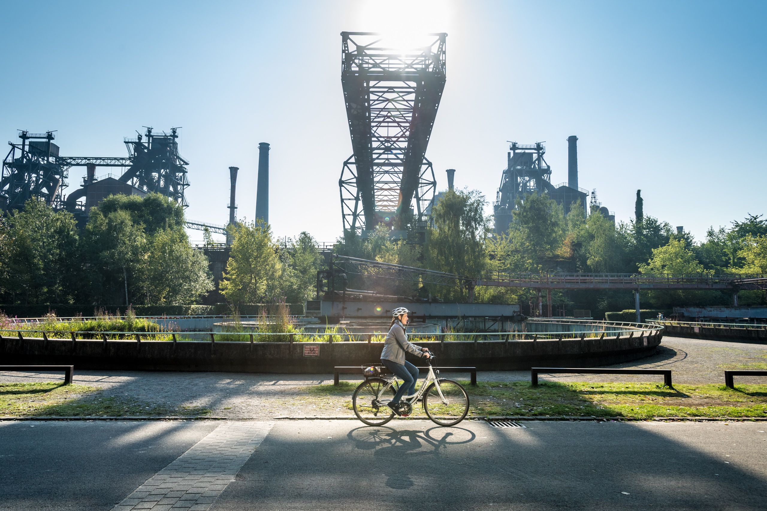 Cyclist in the Duisburg-Nord Landscape Park