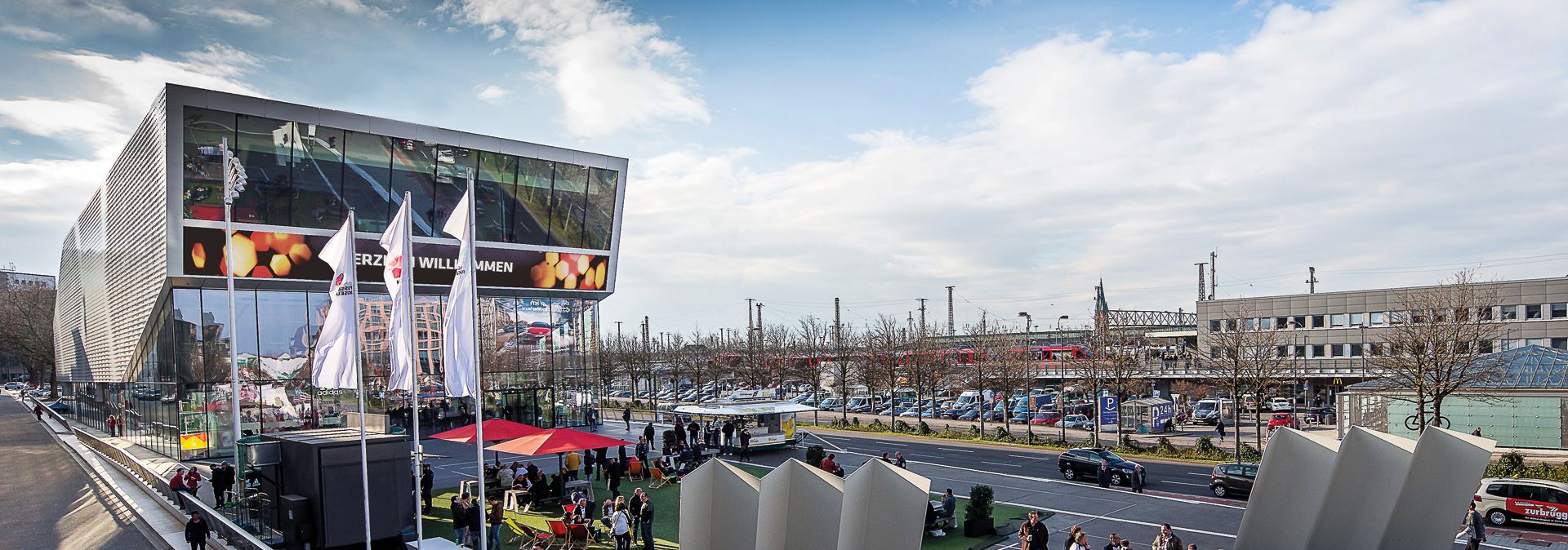 Exterior view of the German Football Museum Dortmund - directly at the main station