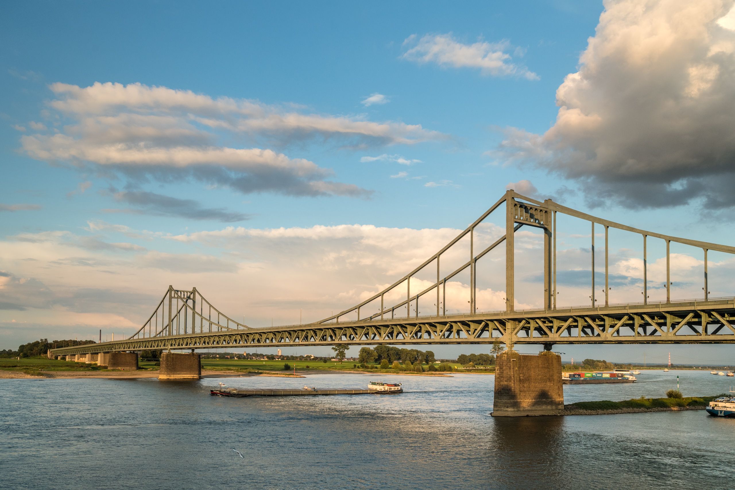 View of the Rhienbrücke bridge near Düsseldorf