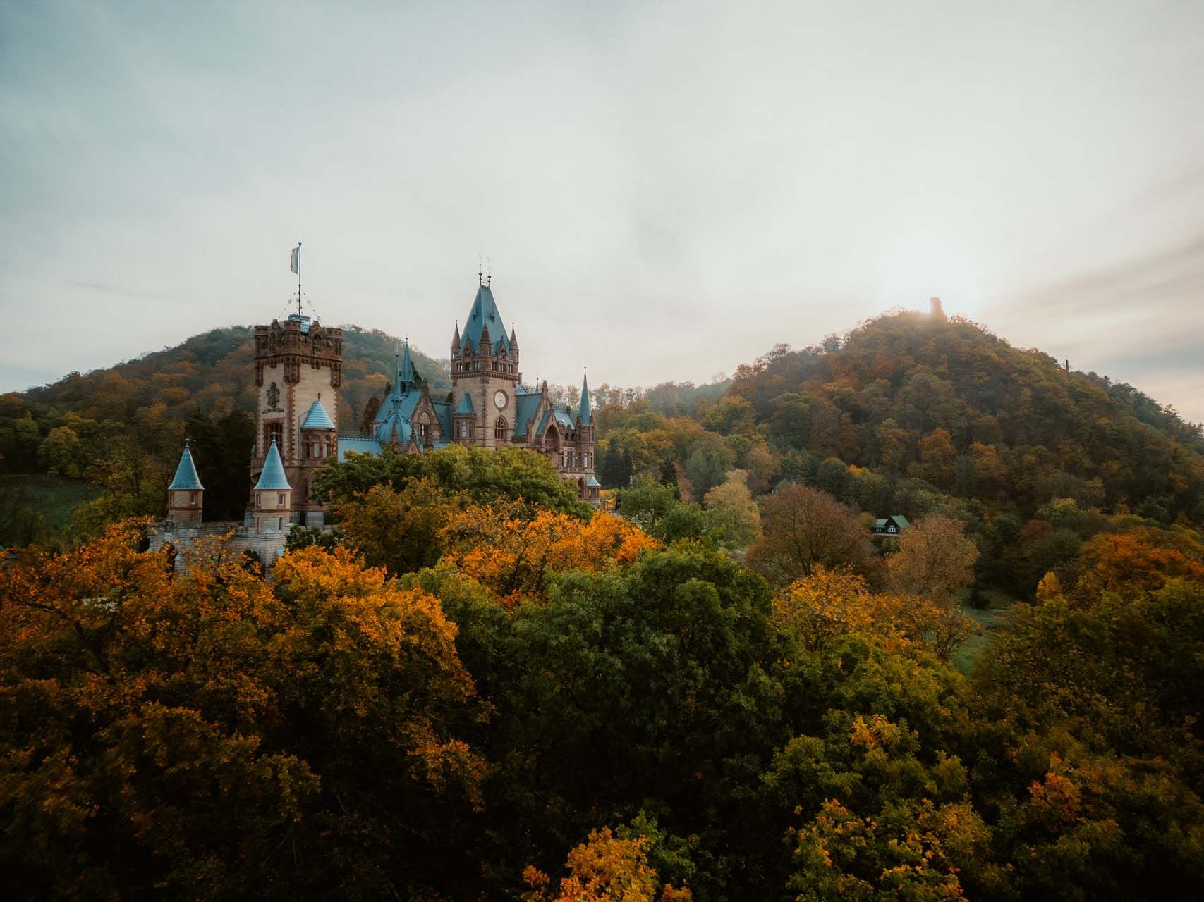 Drachenburg Castle in the fall