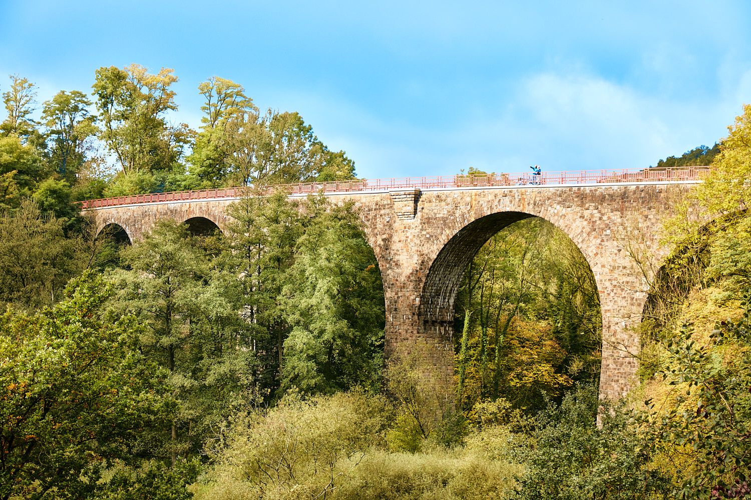 Panorama cycle path Niederbergbahn, viaduct Ruhrstraße Süd