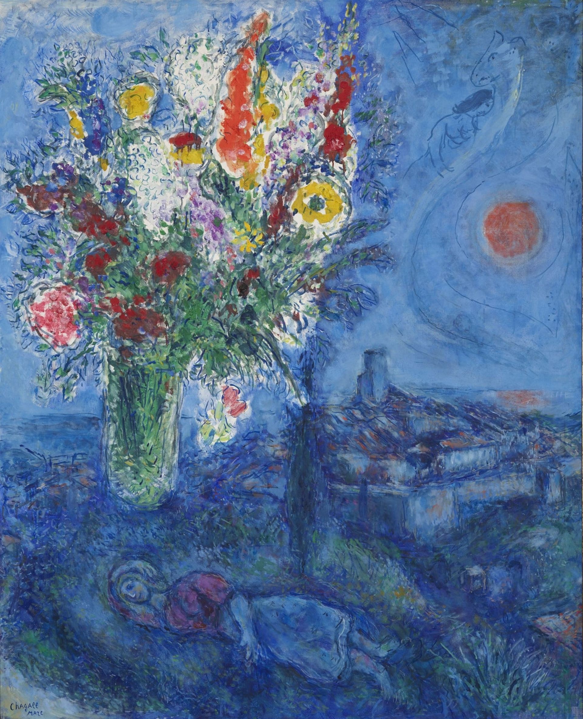 Marc Chagall, Sleeping Woman with Flowers, 1972, La dormeuse aux fleurs, oil on canvas, 146 x 118 cm, ALBERTINA, Vienna - Batliner Collection, ALBERTINA, Vienna (Photos: Daniel Antalfi, Ana Paula Franco, Paul Landl)