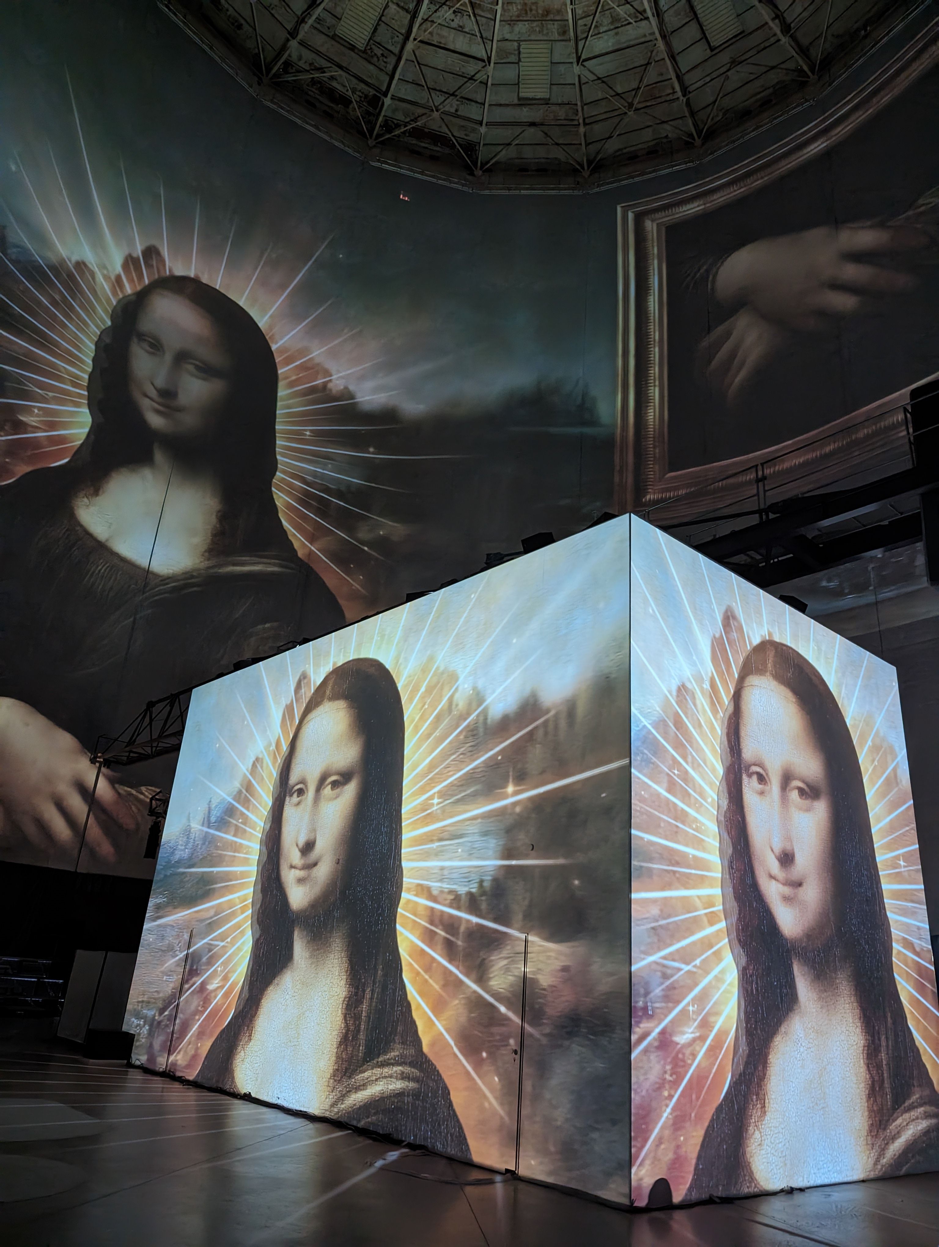 The Mona Lisa is Da Vinci's most famous work. She appears to guests in the immersive show