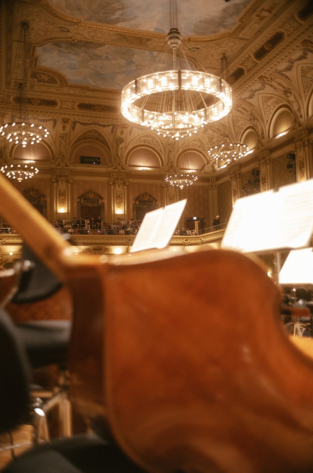 Der Große Saal bildet das Zentrum der Historischen Stadthalle. Er glänzt im Licht der Kronleuchter