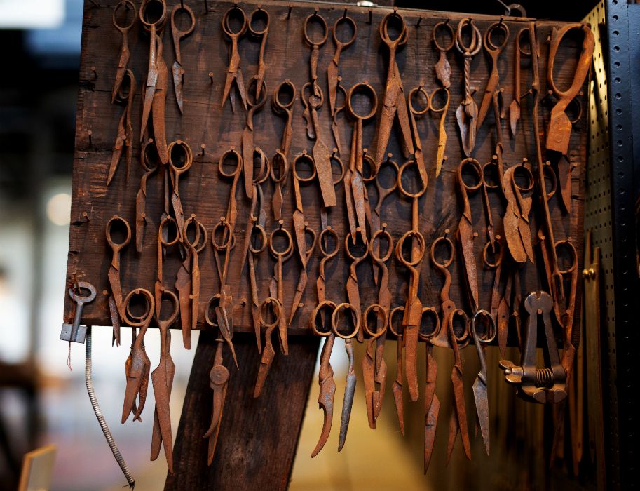 Scissor blanks await further processing at the LVR Industrial Museum