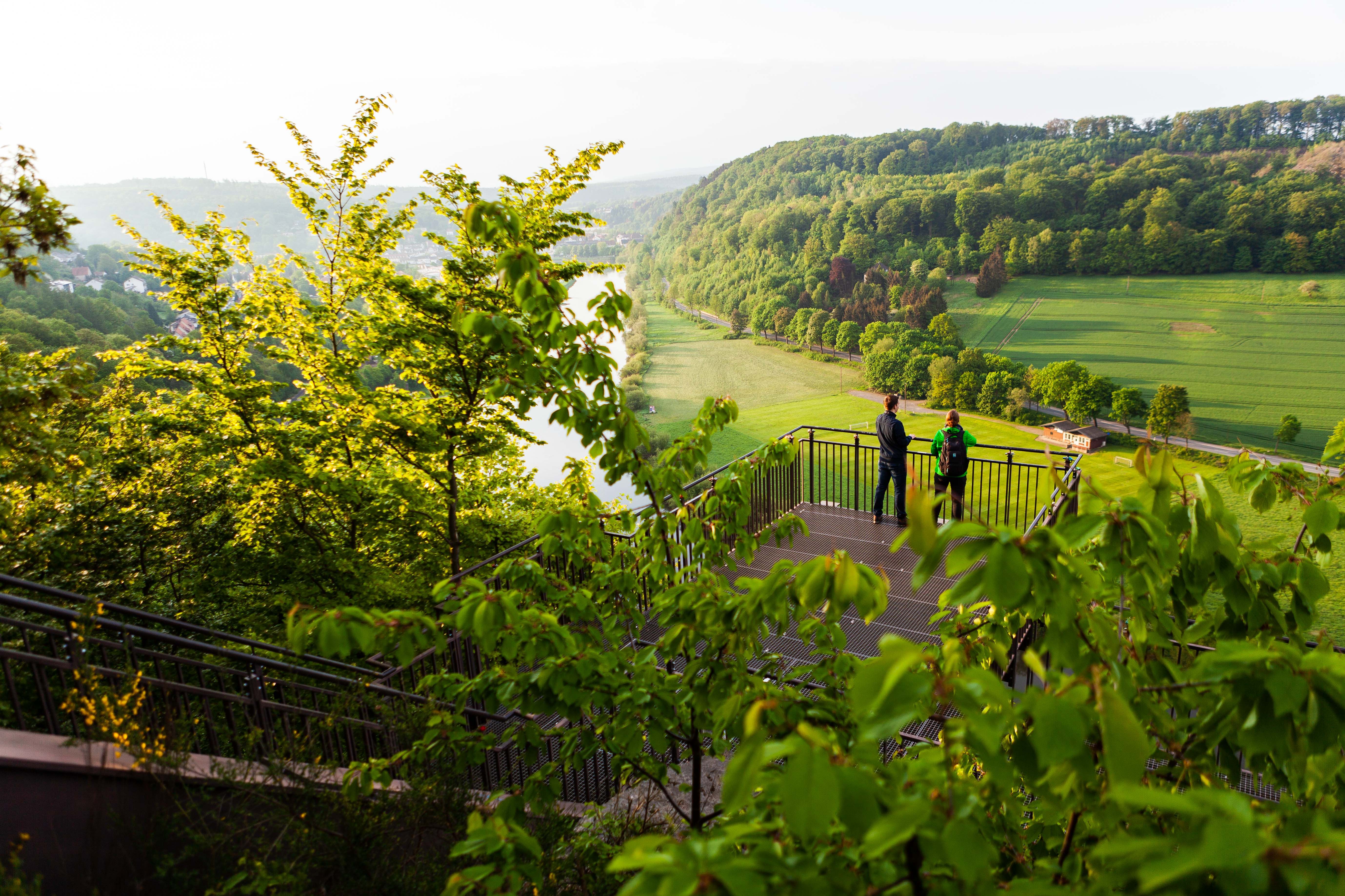 View of the Weser Skywalk in Beverungen in the Teutoburg Forest