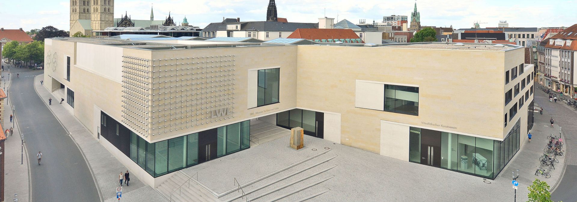 View of the museum with city panorama