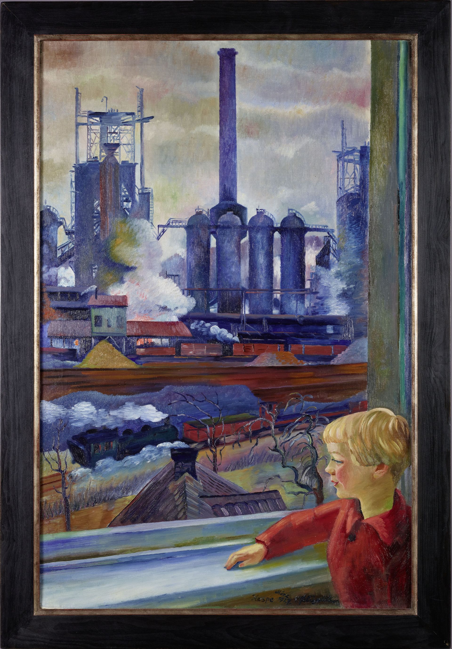 Conrad Felixmüller, Child in front of a blast furnace, 1927