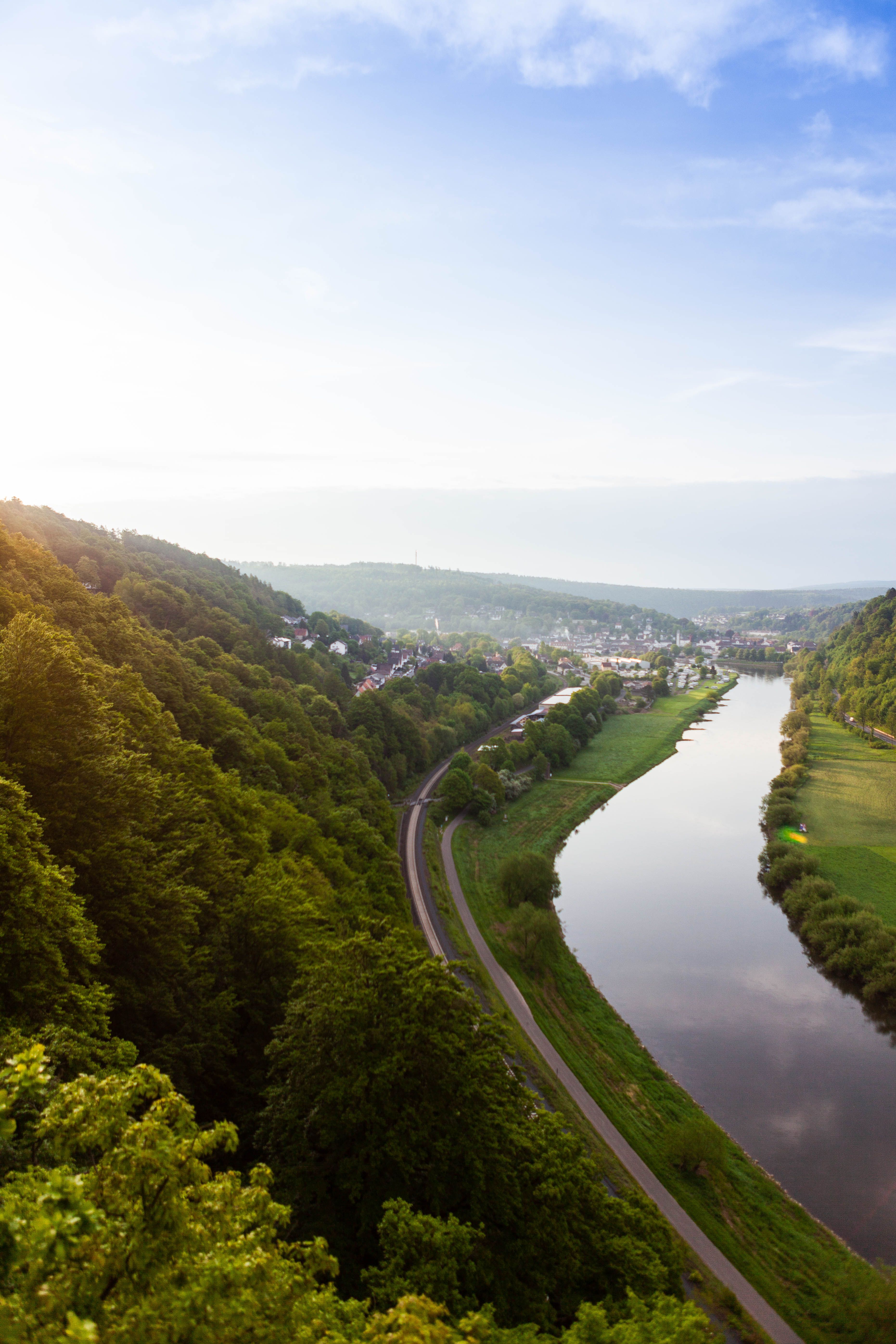 View of the Weser Skywalk in Beverungen in the Teutoburg Forest