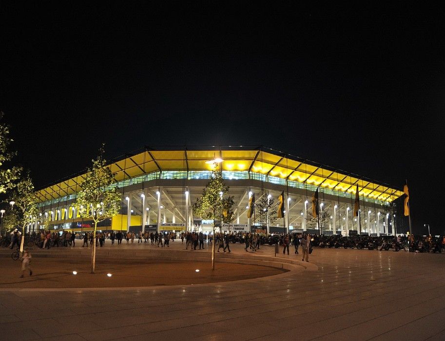 Tivoli stadium exterior view at night